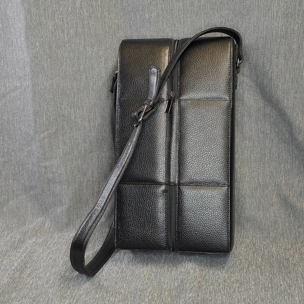 Vintage Leather And Velvet Double Wine‎ Bottle Carrying Case Classy Outing...